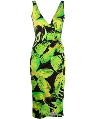 Louisa Ballou Floral-print Wrap Midi Dress - Green