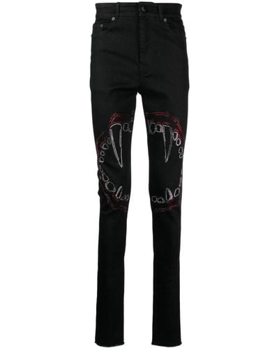 Haculla Skinny-Jeans mit Vampirzähne-Applikation - Schwarz