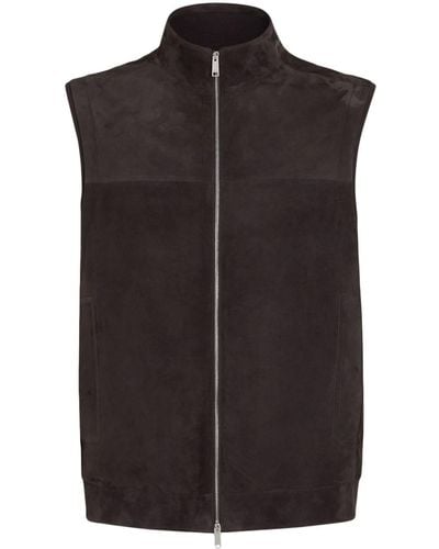 Zegna Suede Zip-front Vest - Black