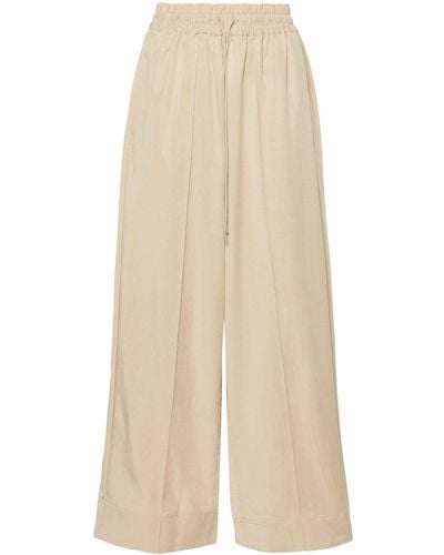 Y-3 Drawstring-waist Wide-leg Trousers - Natural