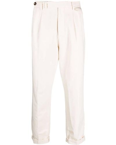 Brunello Cucinelli Pantalones ajustados con pinzas - Blanco