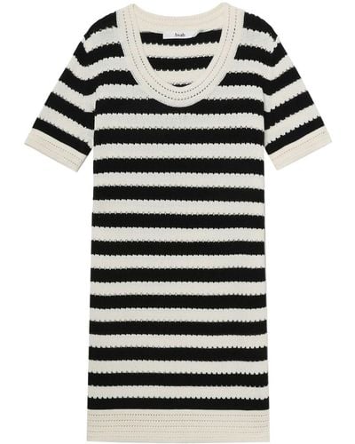 B+ AB Horizontal Stripe Knitted Short-sleeved Dress - Black