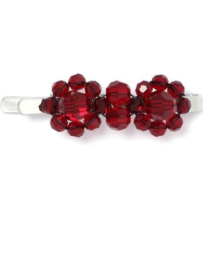 Simone Rocha Barrette Flower sertie de perles - Rouge