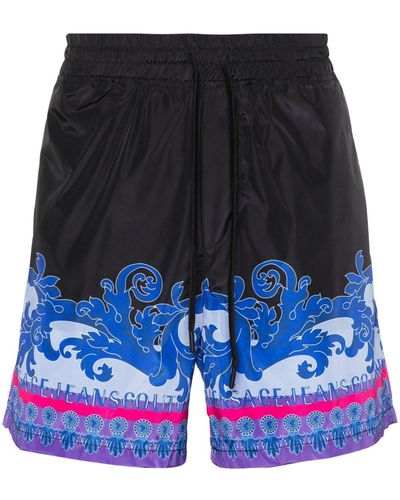 Versace Jeans Couture Short de sport Animalier - Bleu