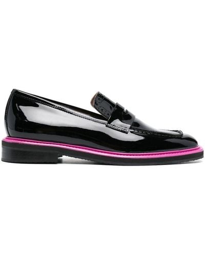 Pollini Patent Contrast-trim Loafers - Black