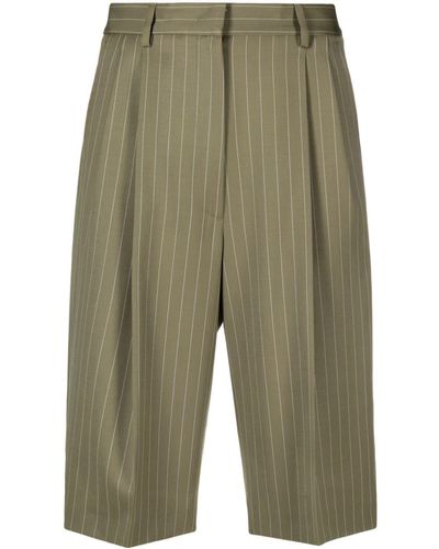 MSGM Pantalones cortos de vestir a rayas diplomáticas - Verde