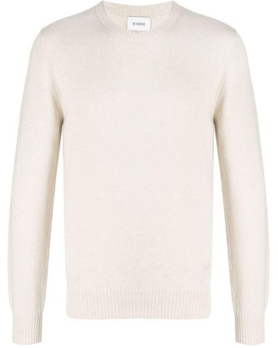 Barrie Embroidered Logo Cashmere Sweater - Natural