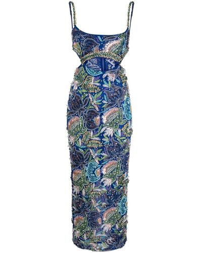 Rachel Gilbert Piper Embellished Midi Dress - Blue