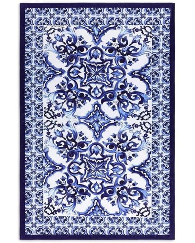 Dolce & Gabbana Majolica-print Terrycloth Beach Towel - Blue