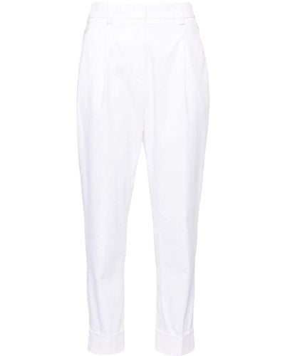 Peserico Cuffed Tapered Pants - White