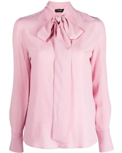 Liu Jo Pussy-bow Long-sleeve Shirt - Pink