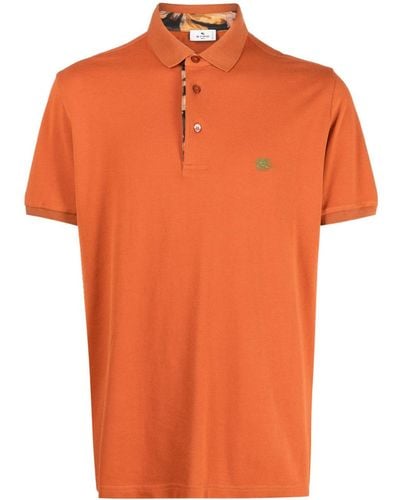 Etro Logo-embroidered Cotton Polo Shirt - Orange