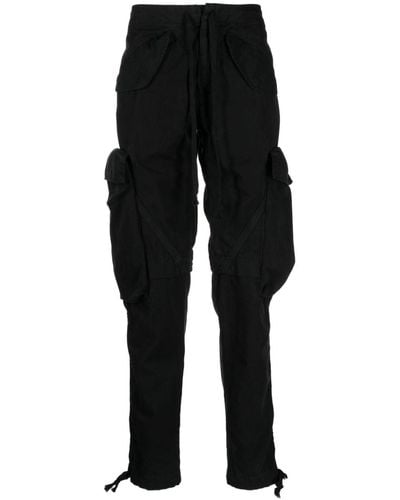 Greg Lauren Mid-rise Tapered-leg Trousers - Black