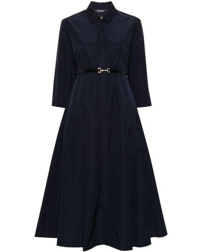 Max Mara Emilia Faille Cotton-blend Dress - Blue
