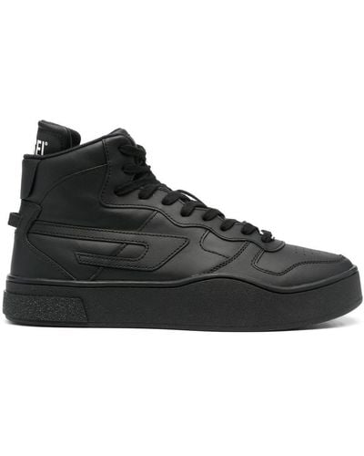 DIESEL Branded Heel-counter High-top Sneakers - Black