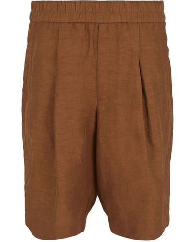 Giorgio Armani Linen-blend Shorts - Brown