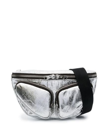 Bimba Y Lola Small Pocket Metallic-effect Belt Bag - Grey
