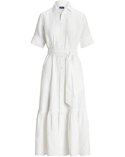 Polo Ralph Lauren Hemdkleid aus Leinen - Weiß