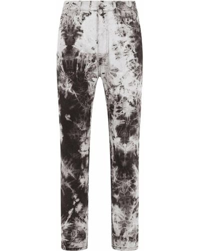 Dolce & Gabbana Acid-wash Two-tone Jeans - White