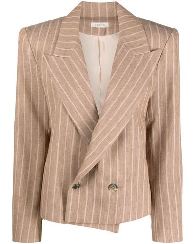 The Mannei Misos Pinstripe Double-breasted Blazer - Natural