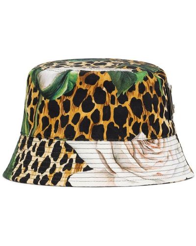 Dolce & Gabbana Floral Leopard-print Bucket Hat - Brown