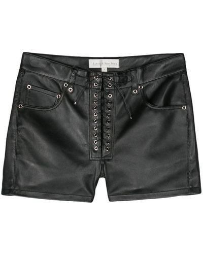 Ludovic de Saint Sernin Lace-up Leather Shorts - Black