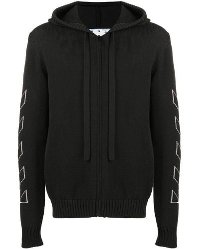 Off-White c/o Virgil Abloh Diag Outline Knitted Zip-up Hoodie - Black
