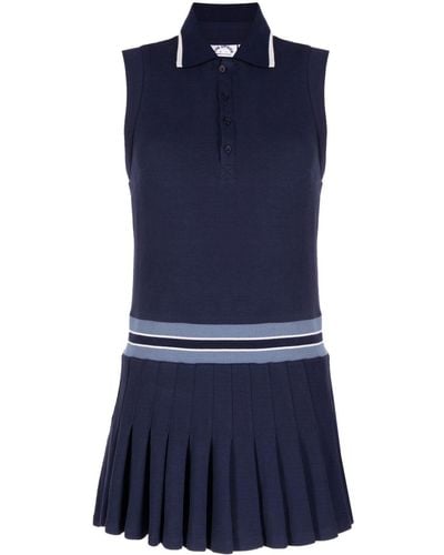 The Upside Pleated-detail Polo-collar Dress - Blue
