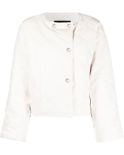 Patrizia Pepe Cropped Diamond-quilt Jacket - White
