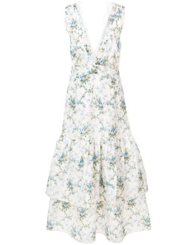 Brock Collection Floral Print Ruffled Dress - Blue