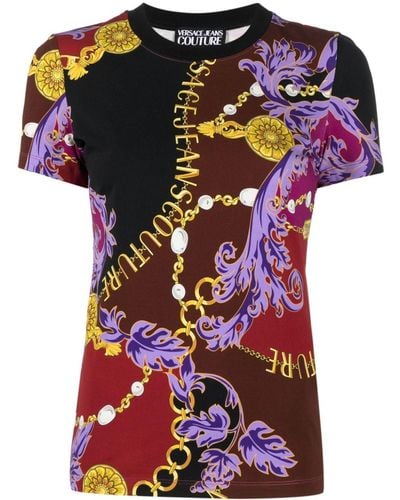 Versace Jeans Couture Baroque-print Cotton T-shirt - Red