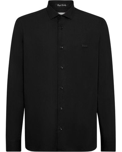 Philipp Plein Skull-patch Poplin Shirt - Black