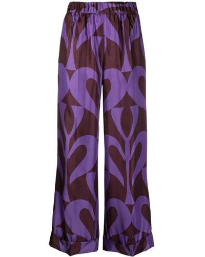 P.A.R.O.S.H. Graphic-print High-waisted Trousers - Purple