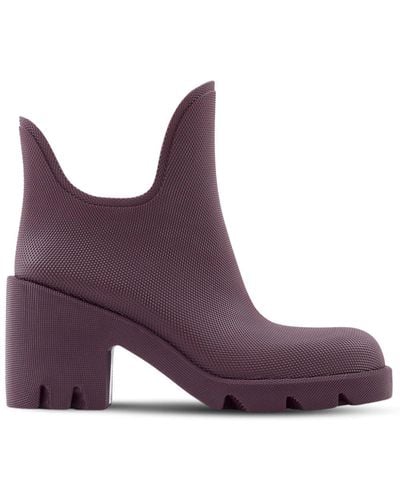 Burberry 70mm Round-toe Slip-on Boots - Purple
