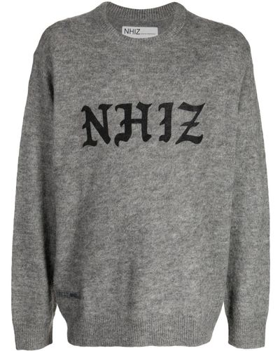Izzue Slogan-print Mélange-effect Sweater - Gray