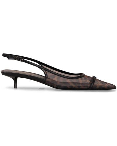 Saint Laurent Oxalis 30mm Animal-print Mesh Slingback Court Shoes - Brown