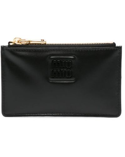 Miu Miu Cartera con placa del logo - Negro