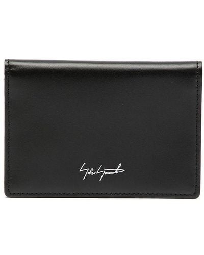 discord Yohji Yamamoto Logo-print Bi-fold Leather Wallet - Black