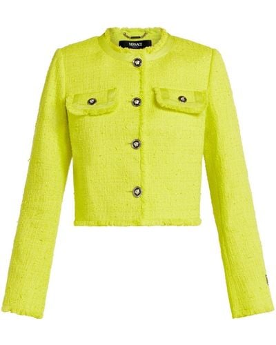 Versace Tweed-Jacke mit Medusa Head-Knöpfen - Gelb