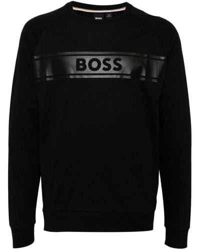 BOSS Sweater Met Logoprint - Zwart