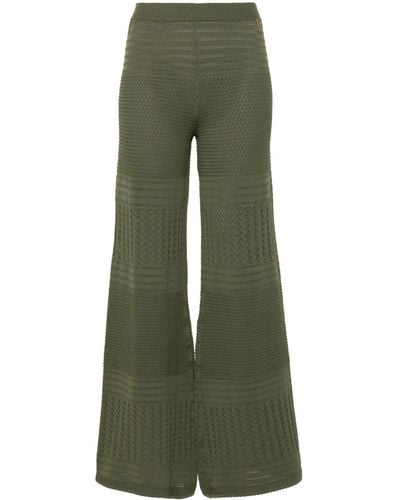 Twin Set Pointelle-knit Wide Trousers - Green