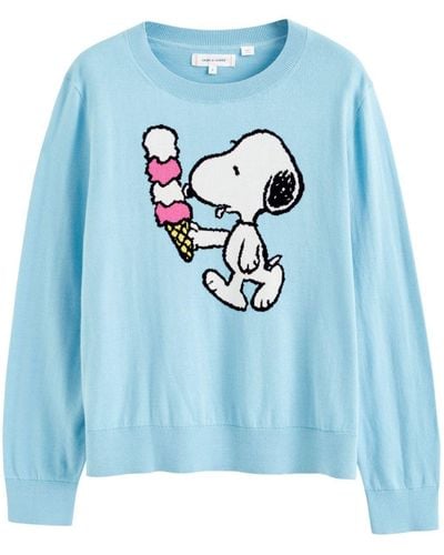 Chinti & Parker Snoopy Ice Cream Intarsia-knit Sweater - Blue