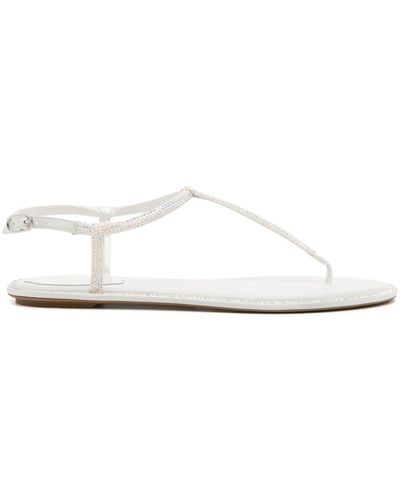 Rene Caovilla Diana Leather Open-Toe Sandals - White