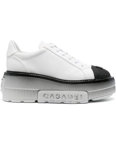 Casadei Nexus Leather Platform Sneakers - Grey