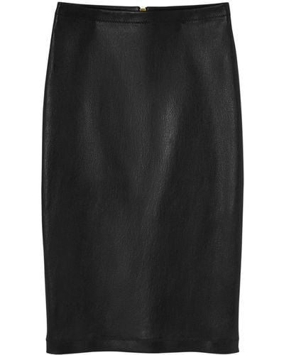 Versace Leather Pencil Midi Skirt - Black