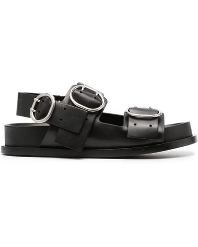 Jil Sander Open-toe Buckled Leather Sandals - Black