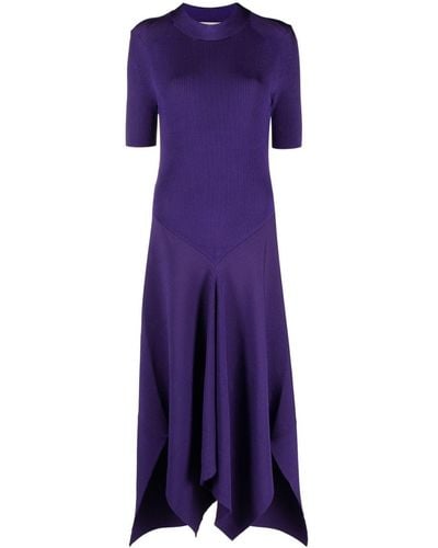 Stella McCartney Asymmetric Ribbed-knit Dress - Purple