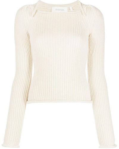 Sportmax Knitted Square-neck Sweater - White