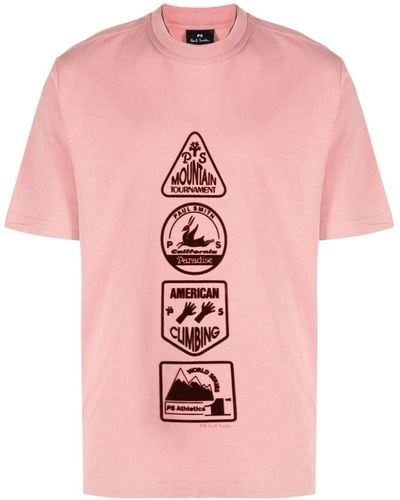PS by Paul Smith Graphic-print Organic-cotton T-shirt - Pink