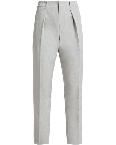 Fendi Shadow Motif Straight-leg Pants - Gray